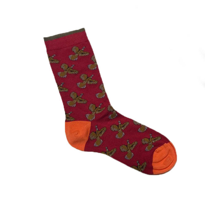 Kevin's Finest Ladies Upland Themed Socks-Women's Footwear-Red / Quail-Kevin's Fine Outdoor Gear & Apparel