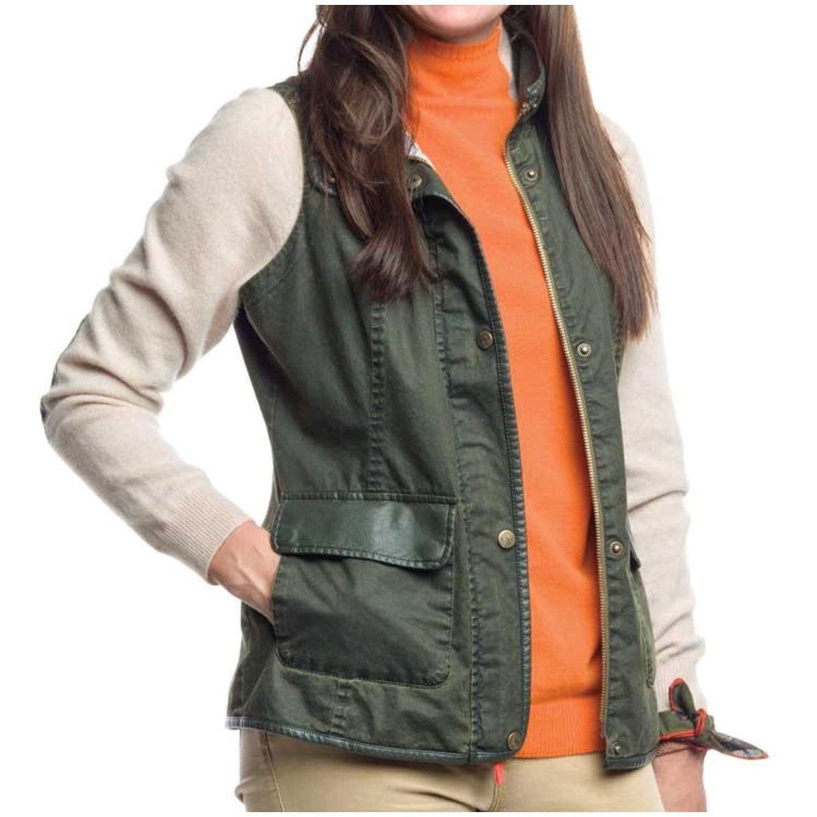 Kevin's Huntress Washable Waxed Vest-Women's Clothing-OLIVE-2XL-Kevin's Fine Outdoor Gear & Apparel