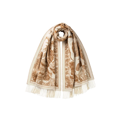 Sabina Savage Jacquard Blanket Stole-Women's Accessories-Camel/ Cream-Kevin's Fine Outdoor Gear & Apparel